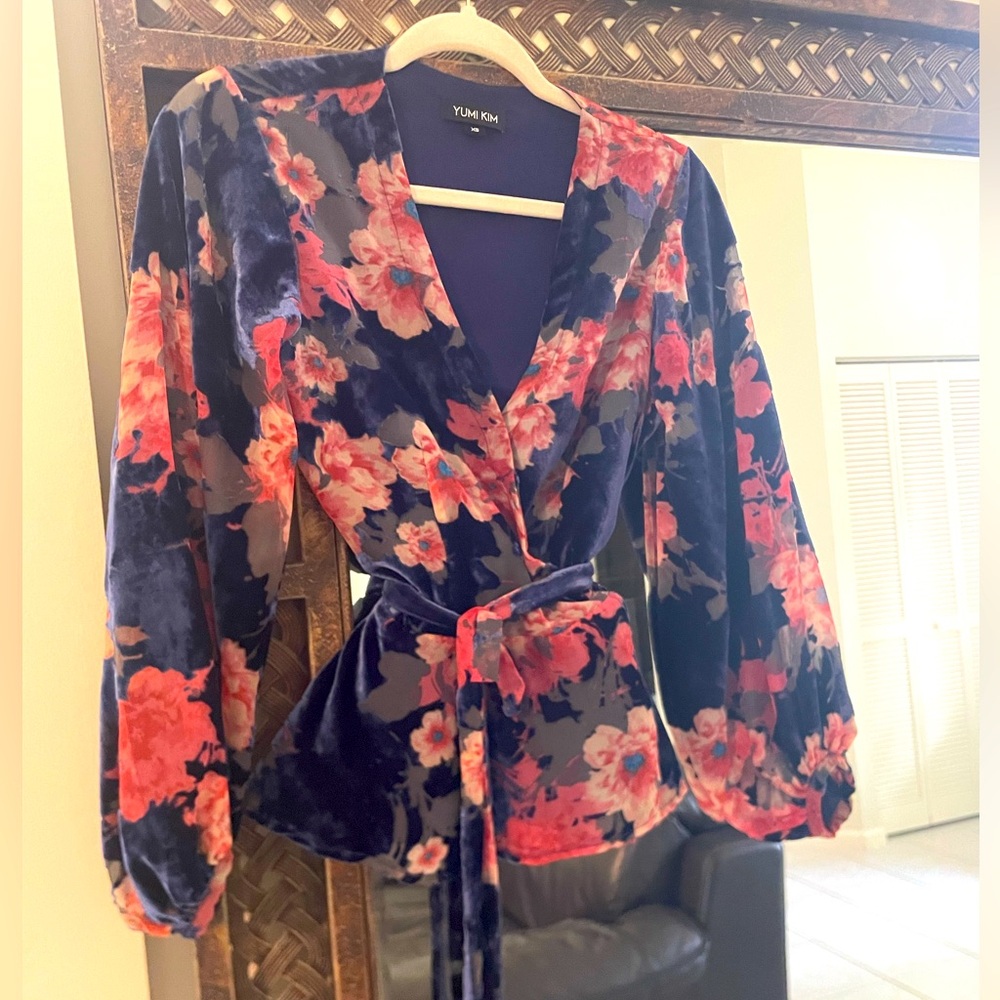 Yumi Kim Velvet Peplum Wrap Top